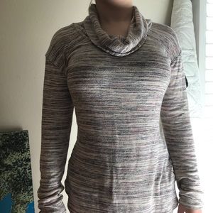 Cowl Neck Striped Sweater